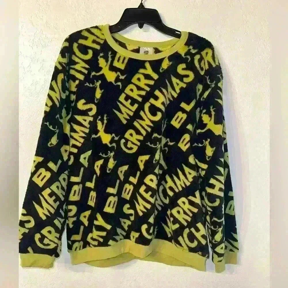 The Grinch Black Merry Grinchmas Fleece Pull-Over Top Size XL